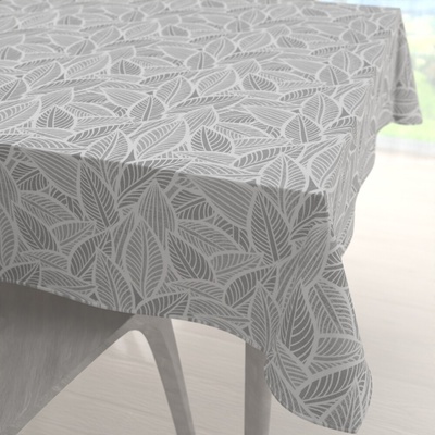 Biante Velký čtvercový ubrus Leona LN-169 Bílé listy na šedém 240x240 cm