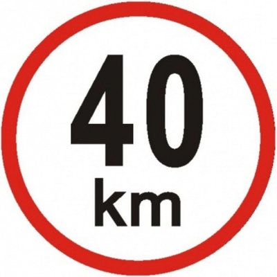 Bezpečnostní značky DP02 40km/h průměr 15cm fólie Označení rychlosti