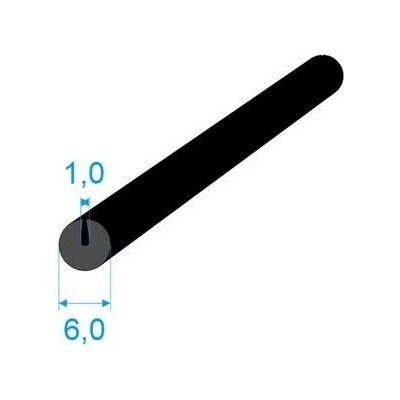 350063 Pryžový profil kruhový, průměr 6mm, drážka 1mm, 70°Sh, EPDM, -40°C/+100°C