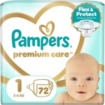 Pampers , Пелени Premium Care, Размер 1 (2-5 kg), 72 бр