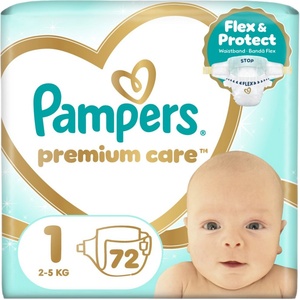 Pampers , Пелени Premium Care, Размер 1 (2-5 kg), 72 бр