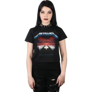 ROCK OFF дамска тениска crop top Metallica - Master Of Puppets Tracks - черна - ROCK OFF - METCT23LB