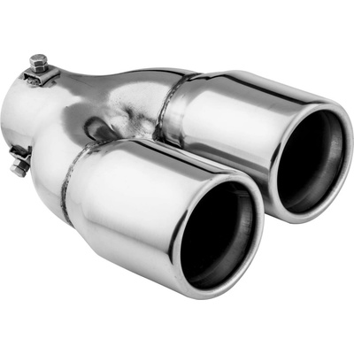 ASSO koncovka výfuku nehrdzavejúca oceľ dvojitá okrúhla, vonkajší priemer 2 × 76 mm, dĺžka 210 mm