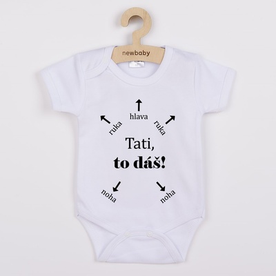Body krátký rukáv s vtipným textom Baby Nellys Tati to dáš! biele