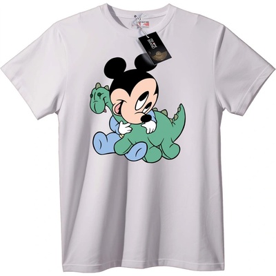 NOONEBRAND Тениска Mickey Mouse Прегръща Дино - 2XL, White
