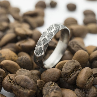 Rocksteel dřevo Snubní prsten damasteel SK2954