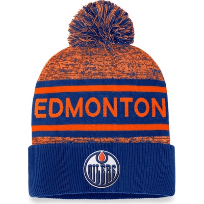Fanatics pánská zimní čepice Edmonton Oilers Authentic Pro Rink Heathered Cuffed Pom Knit