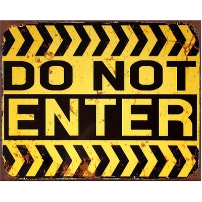 Černo-žlutá nástěnná kovová cedule Do Not Enter - 25*1*20 cm - Clayre & Eef