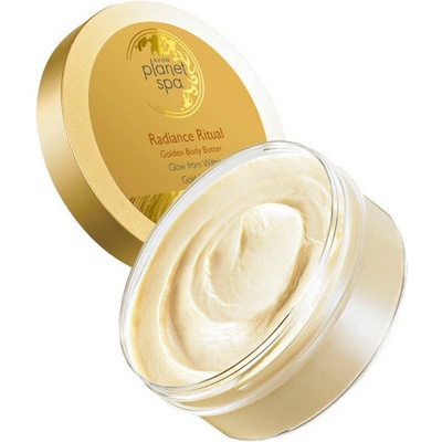 Avon Planet Spa rozjasňující třpytivý tělový krém se zlatými částečkami a olejem z agarového dřeva 200 ml