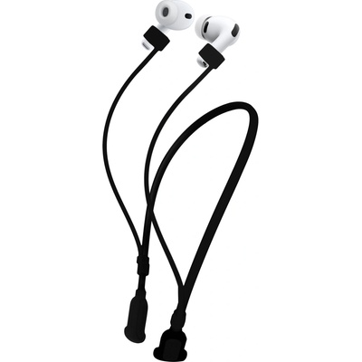 Šňůrka na krk Silikonové poutko pro Apple Airpods 3 / 4 / Pro 1 / Pro 2 / Airpods Pro 3 kwmobile s popruhem matná černá