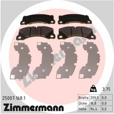 Sada brzdových platničiek kotúčovej brzdy ZIMMERMANN 25007.168.1