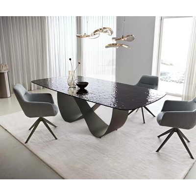 DELIFE Edge tvar oválný 240 x 120 sklo reliéf kouřově černé 3D design Infinity kov černá