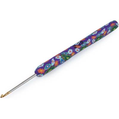 Háček na háčkování se silikonovou rukojetí, se zlatou špičkou Varianta: 8 (2,25 mm) fialová, Balení: 1 ks 54542/136584/251596