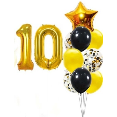Balónkový set zlatočerný číslo 10