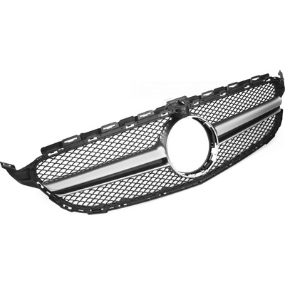 Predná maska Mercedes C-Class W205 / S205 14-18 / C205 15-18 / A205 16-18 Black-Silver s otvorom pre kameru