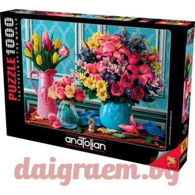 Anatolian Пъзел anatolian 1130 - 1000 части - Вази с цветя (p1130)