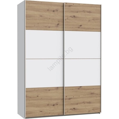 Forte Гардероб KARO 150x210 см бял/артизански дъб (FR0083)