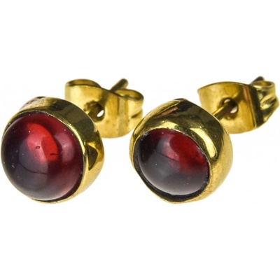 Sanu Babu peckové náušnice s polodrahokamem červený onyx 8 mm puzetka