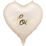 Party Deco Бежов фолиев балон сърце „Love със златен надпис (FB341)