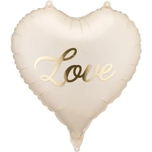 Party Deco Бежов фолиев балон сърце „Love със златен надпис (FB341)