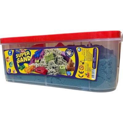 Play-Toys Пясък за игра Play-Toys - Super Sand, 5 kg, с фигурки и кутия, син (4362.5)
