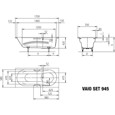 Kaldewei Vaio Set Star 170 x 70 cm 234523000001