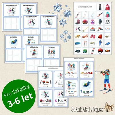 ZIMNÍ SPORTY "1" - přiřazovací karty Provedení: Polotovar - tištěný + laminovaný + potřebné doplňky