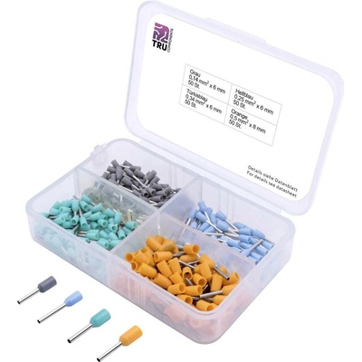 TRU COMPONENTS T1903C023 sada dutiniek 0.14 mm², 0.25 mm², 0.34 mm², 0.50 mm² čiastočne izolované sivá, svetlomodrá, tyr