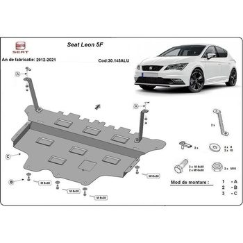Scut Motor - Румъния Метална кора под двигател и скоростна кутия seat leon от 2012 (автоматик) (401229)