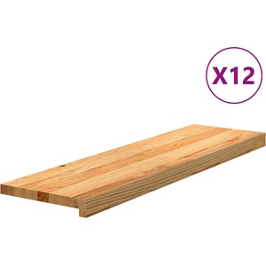 vidaXL Стълбищни стъпала, 12 бр, светлокафяви, 90x30x2 см, дъб масив (3282985)