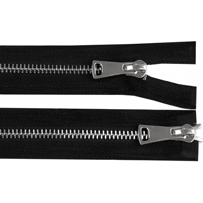 Stoklasa Zip kovový No 5 dělitelný 2 jezdce / dvoucestný 80 cm Balení: 1 ks, Varianta: 1 černá stříbrná 1 černá stříbrná