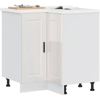 vidaXL Кухненски ъглов шкаф Lucca, бял гланц, инженерно дърво (853989)