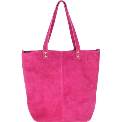 Made In Italy kožená kabelka v úprave semiš 768 fuxia