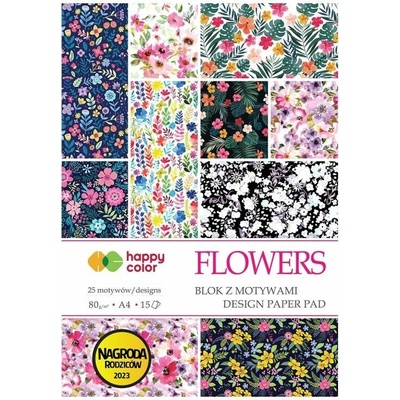 Happy Color Sada jednostranných papírů Flowers 80 g/m2 15 ks A4