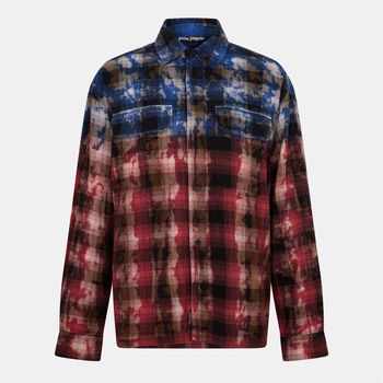 Palm angels Риза с дълъг ръкав PALM ANGELS Men's Curve Long Sleeve Patterned Relaxed Fit Shirt - Blue/Red