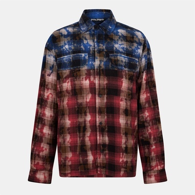 Palm angels Риза с дълъг ръкав PALM ANGELS Men's Curve Long Sleeve Patterned Relaxed Fit Shirt - Blue/Red