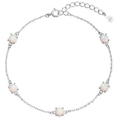 Pavona stříbrný náramek se syntetickými opály bílý kulatý 13029.1 white