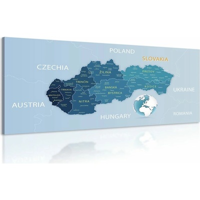 Obraz elegantná mapa Slovenska v modrom