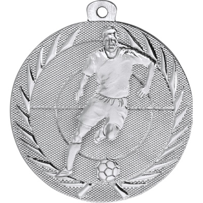 Medaile fotbal hráč s míčem průměr 50mm Stříbrná