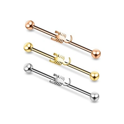 Piercingate industrial piercing škorpión PIN00068 Růžové zlato