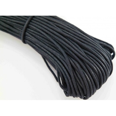 Voskovaná odevné šnúra - čierna - priemer 0,23 cm