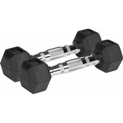 REBEL ACTIVE Liatinové pogumované činky HEX 2 x 1 kg