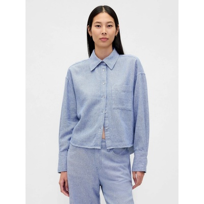 Gap Oversize košeľa zo zmesi ľanu Modrá