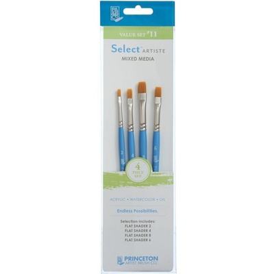 Princeton Artist Brush Selectartiste Multi-Technique Комплект плоски четки 4 бр (P3750SET111)
