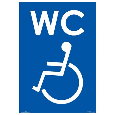 DUKO WC - S BEZBARIÉROVÝM PŘÍSTUPEM Formát: 105 x 148 mm, Materiál: plast 0,5 mm, samolepící vinylová fólie