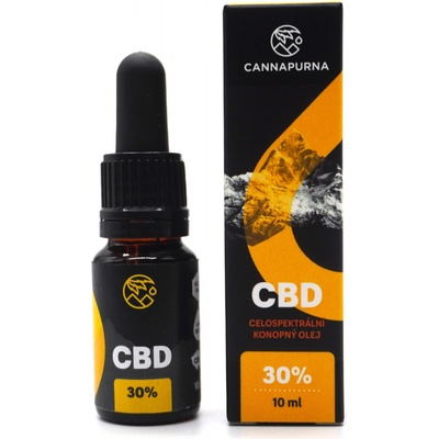 Cannapurna CBD olej CBD kvapky 30% full spectrum 10 ml príchuť konopná 2 + 1