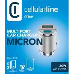 Cellularline Зарядно за кола 12V USB-C PD 30W + USB 18W Micron сиво