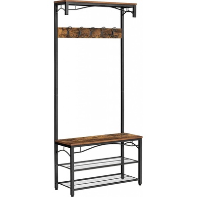 Vasagle Vešiak na chodbu HENRY s priestorom na topánky, 80x30x178,5cm, hnedá/čierna HSR45BX
