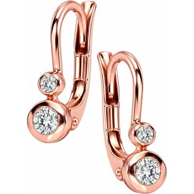 Zlaton Náušnice růžové zlato visací 1.3cm 1.2g s diamanty 0.15ct N07072603510