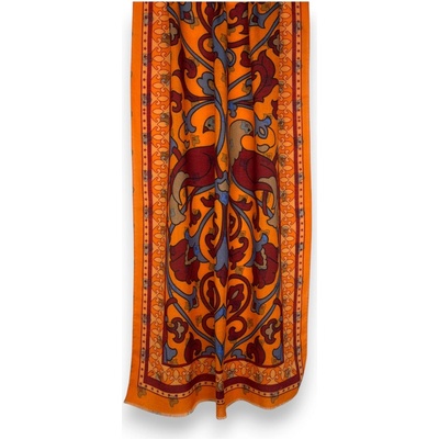 Oranžová oboustranná vlněná šála s arabeskami Calabrese Napoli